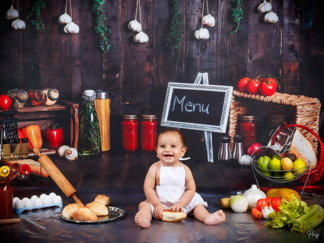 Kate Cake Smash Wood Kitchen Backdrop Designed By Rose Abbas - Kate Backdrop AU