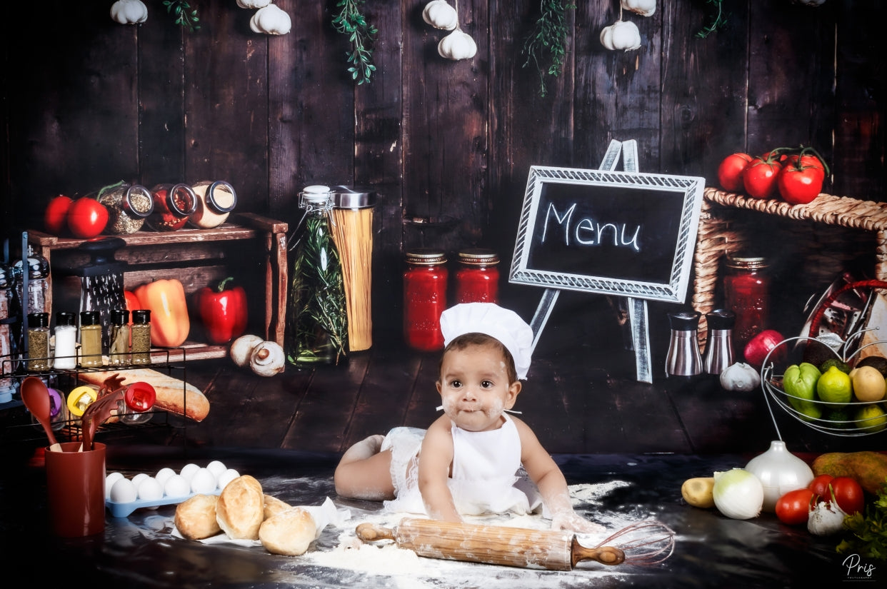 Kate Cake Smash Wood Kitchen Backdrop Designed By Rose Abbas - Kate Backdrop AU