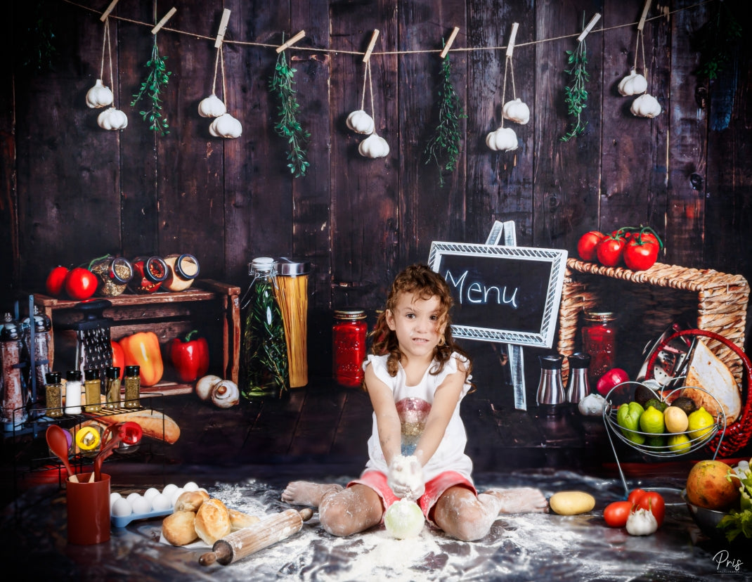 Kate Cake Smash Wood Kitchen Backdrop Designed By Rose Abbas - Kate Backdrop AU