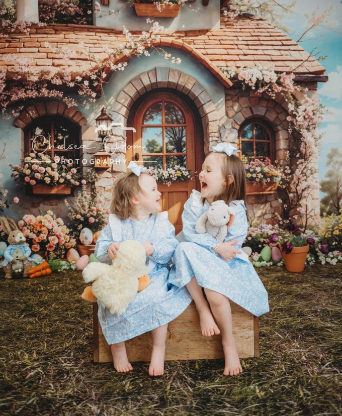 Kate Easter Cottage Floral Eggs Backdrop Designed by Emetselch - Kate Backdrop AU