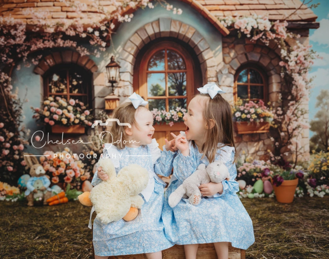 Kate Easter Cottage Floral Eggs Backdrop Designed by Emetselch - Kate Backdrop AU