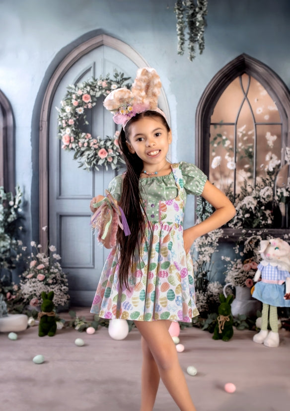 Kate Easter Bunny Wreath Door Backdrop+Abstract Texture Floor Backdrop - Kate Backdrop AU