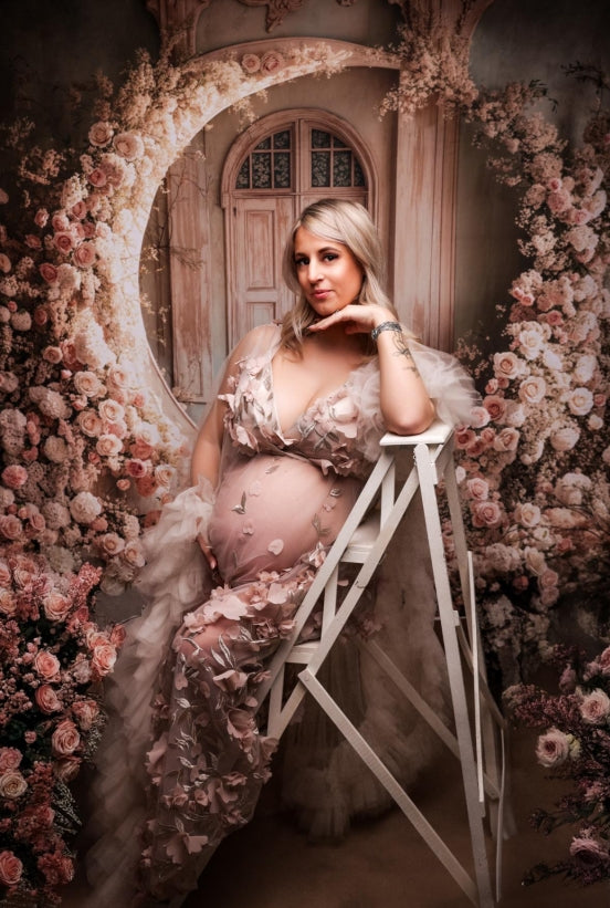 Kate Fleece Floral Moon Backdrop Wedding Mother's Day Designed by Emetselch - Kate Backdrop AU