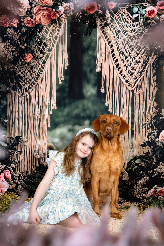Kate Boho Forest Flower Backdrop Valentine's Day Mommy and Me Designed by Emetselch - Kate Backdrop AU