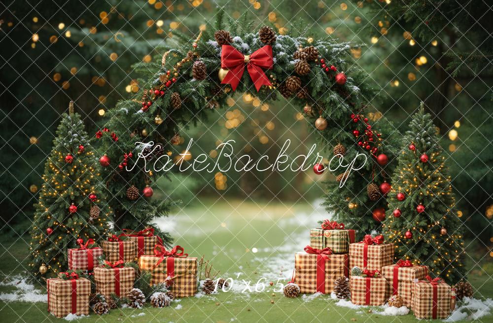 Kate Christmas Arch Presents Trees Backdrop Designed by Emetselch - Kate Backdrop AU