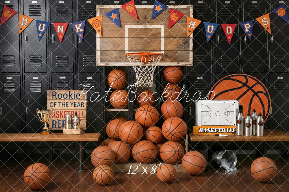 Kate Basketball Locker Room Hoop Benches Backdrop Designed by Emetselch