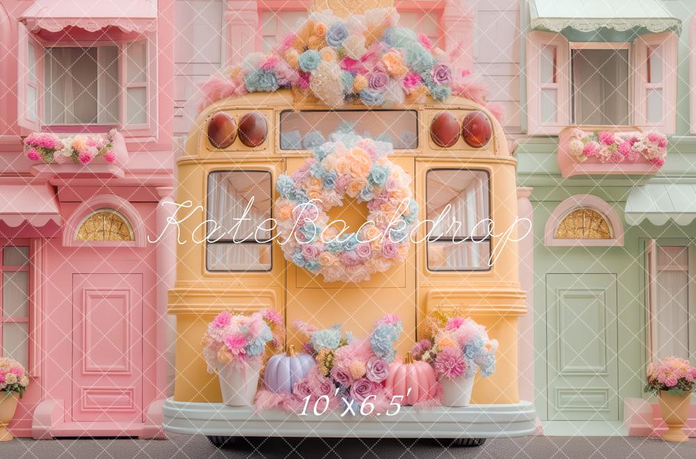 Kate Flower Bus Houses Backdrop Designed by Mini MakeBelieve - Kate Backdrop AU