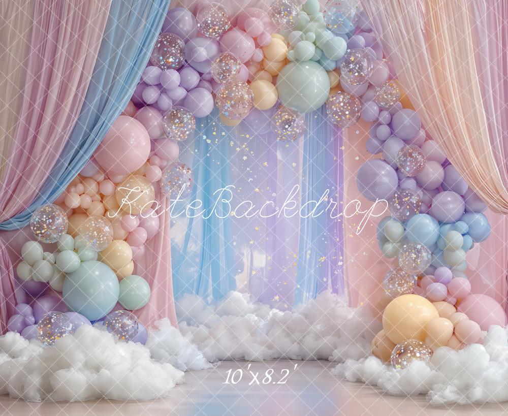 Kate Balloon Clouds Cake Smash Backdrop Designed by Ashley Paul