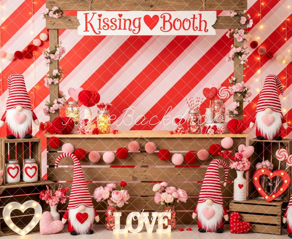 Kate Valentine Kissing Booth Gnomes Hearts Backdrop Designed by Patty Roberts