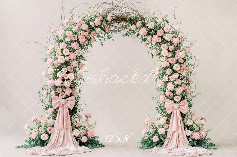 Kate Flower Arch Pink Bow Wedding Backdrop Designed by Patty Roberts