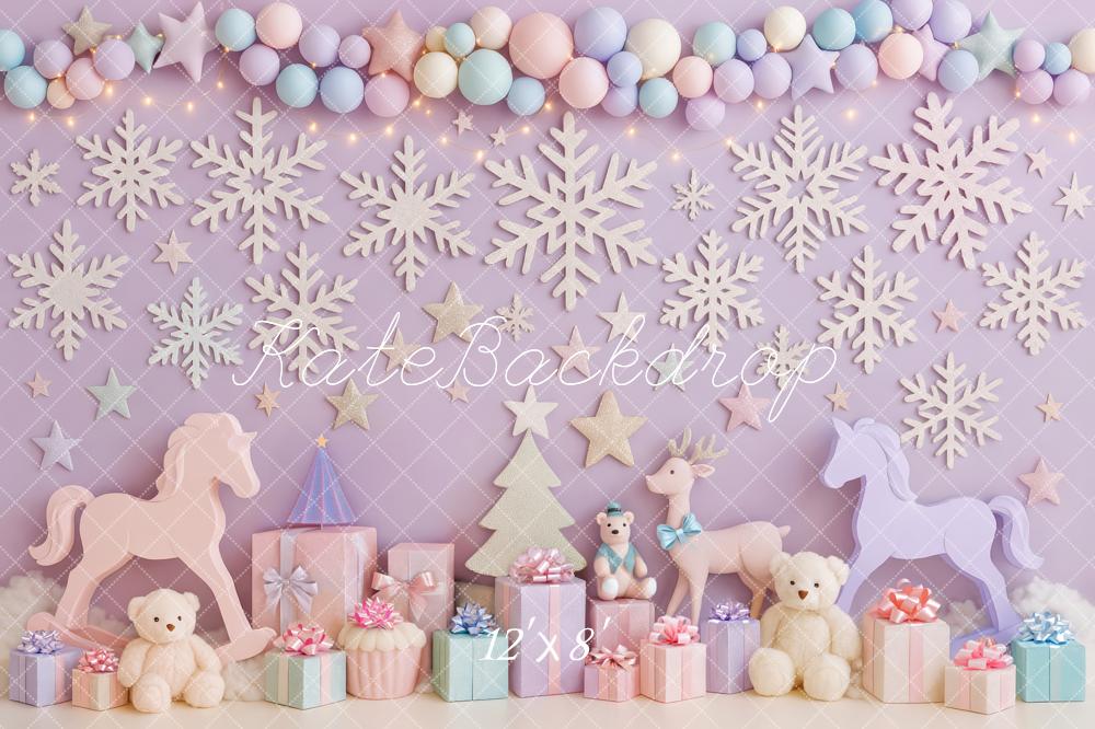 Kate Christmas Snowflakes Toys Gifts Backdrop Designed by Patty Roberts