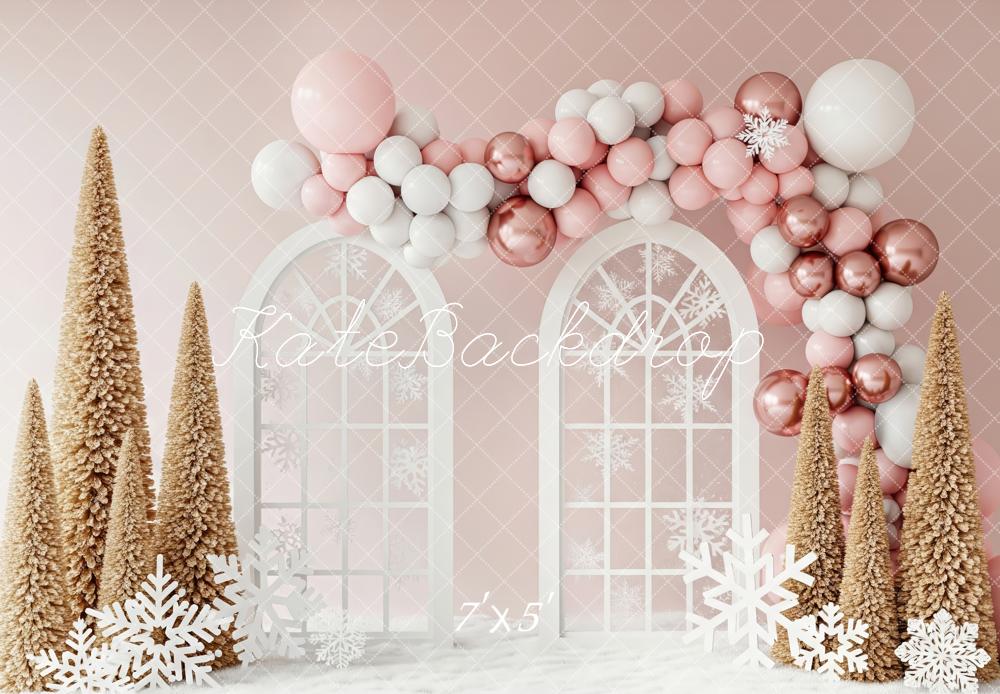 Kate Christmas Pink Balloon Trees Backdrop Designed by Patty Roberts