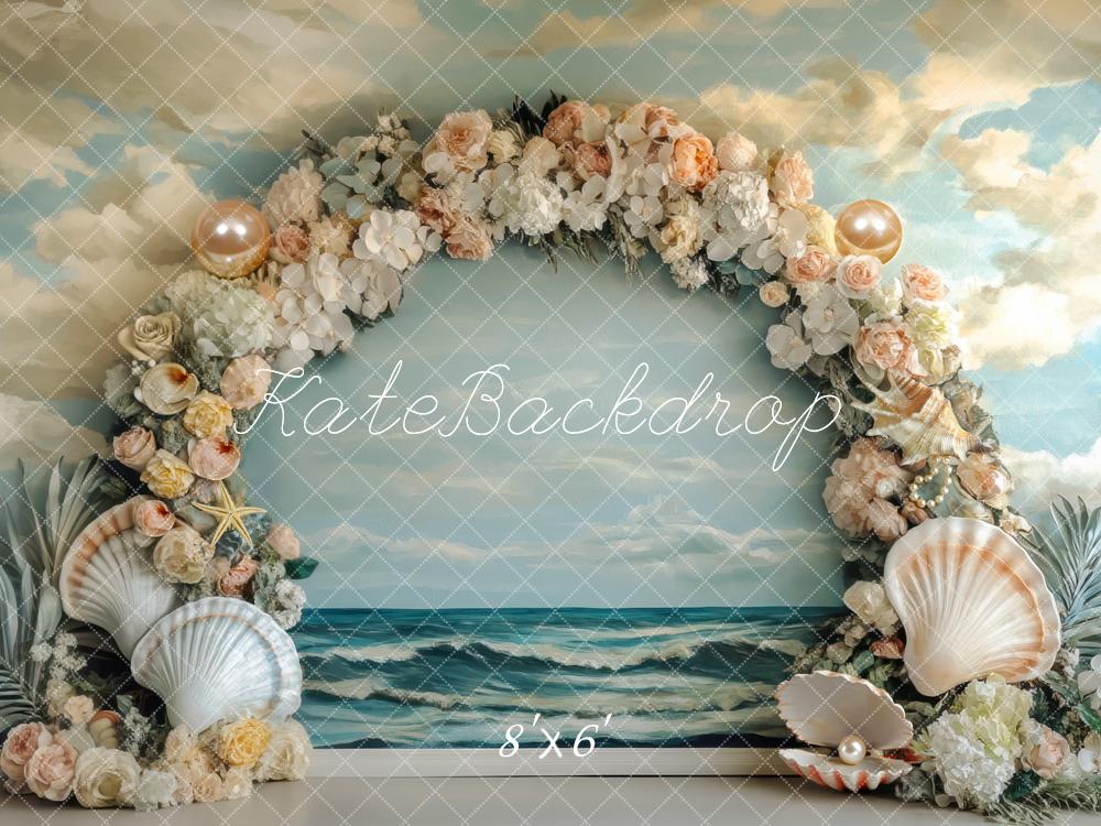 Kate Arch Seashell Beach Waves Backdrop Designed by Mini MakeBelieve - Kate Backdrop AU