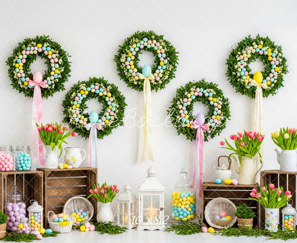 Kate Easter Wreaths Eggs Tulips Backdrop Designed by Patty Roberts