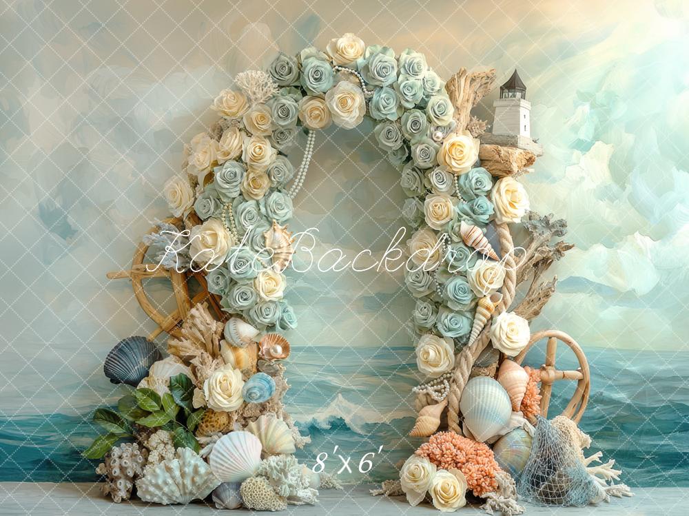 Kate Arch Seashells Lighthouse Coastal Backdrop Designed by Mini MakeBelieve - Kate Backdrop AU