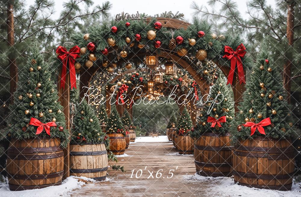 Kate Christmas Arch Pine Trees Backdrop Designed by Emetselch - Kate Backdrop AU
