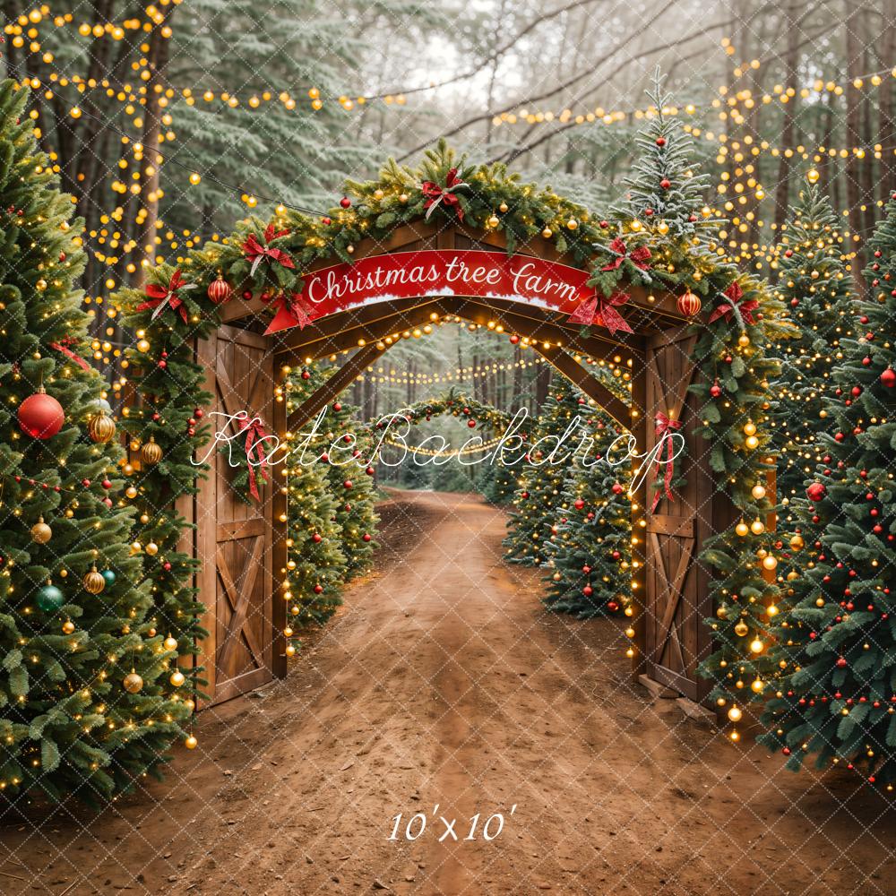 Kate Christmas Tree Farm Arch Backdrop Designed by Emetselch - Kate Backdrop AU