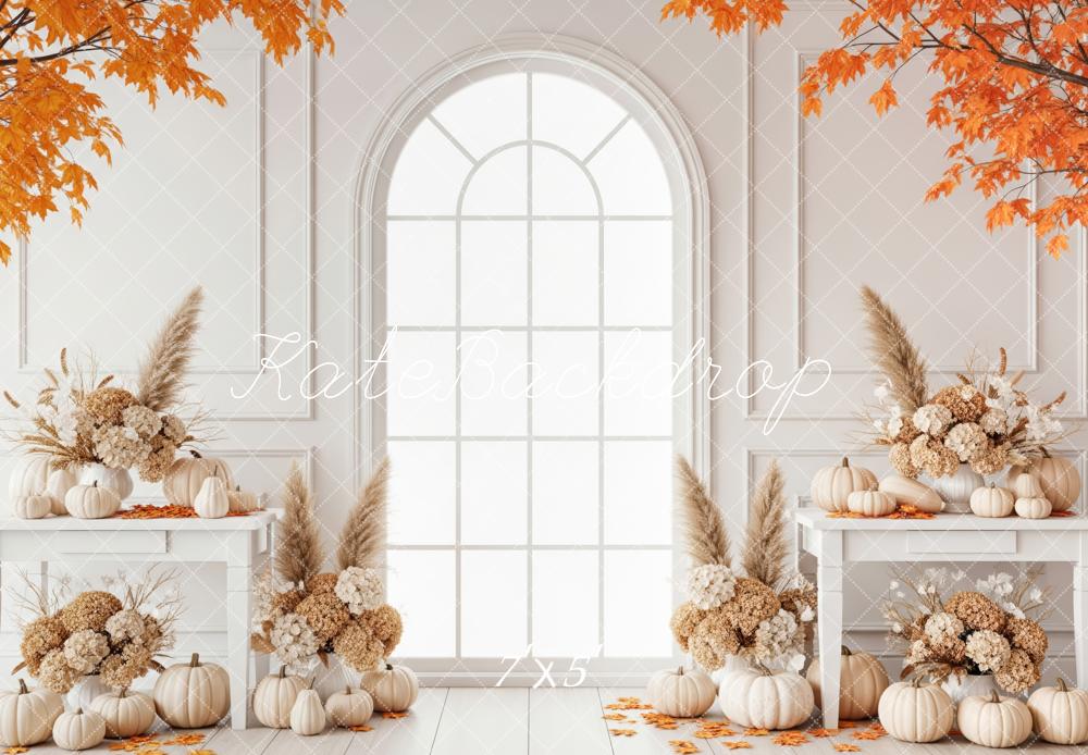 Kate Autumn White Pumpkins Arch Backdrop Designed by Patty Roberts