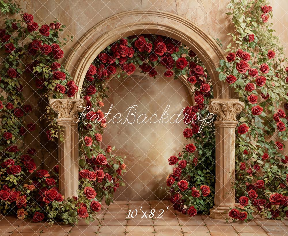 Kate Valentine Arch Red Roses Backdrop Designed by Emetselch
