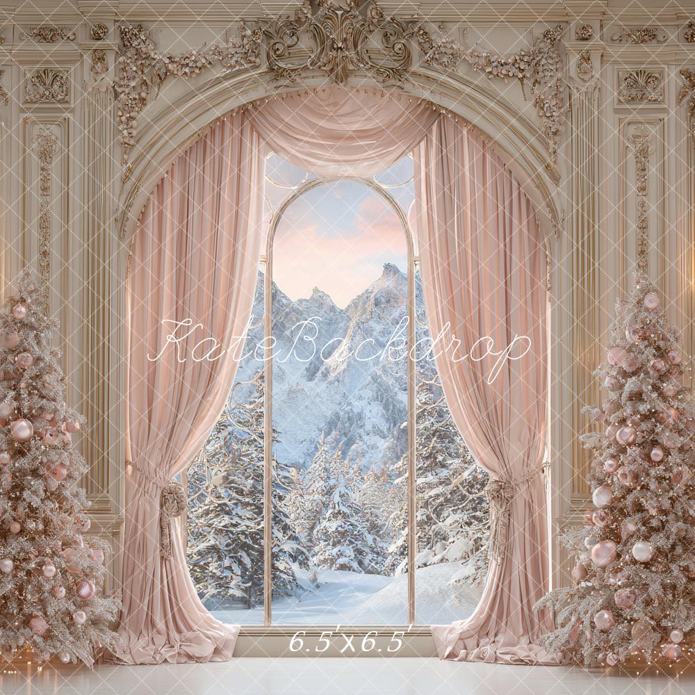 Kate Christmas Arch Snowy Mountains Backdrop Designed by Ashley Paul