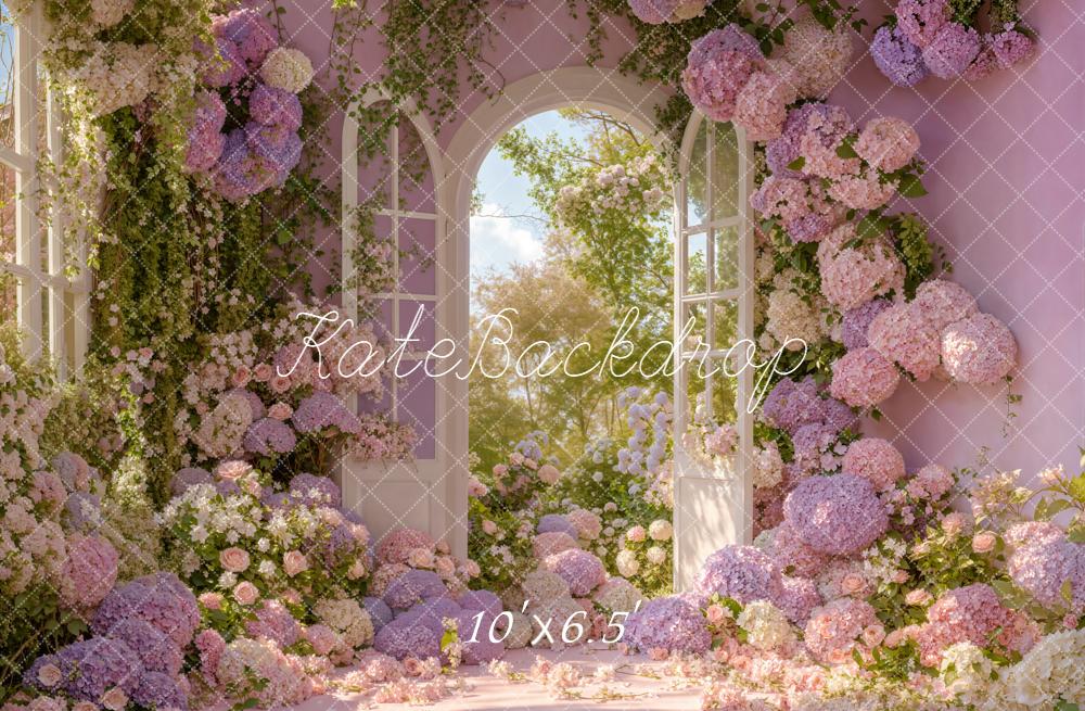 Kate Spring Hydrangea Garden Fleece Backdrop Designed by Emetselch