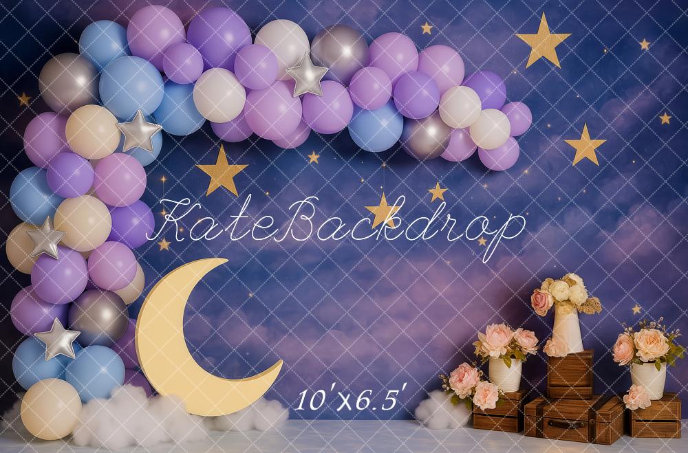 Kate Moon Balloons Stars Clouds Backdrop Designed by Patty Roberts - Kate Backdrop AU