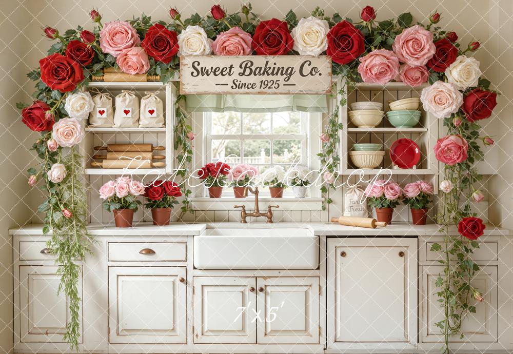 Kate Baking Kitchen Roses Vintage Cabinet Backdrop Designed by Emetselch