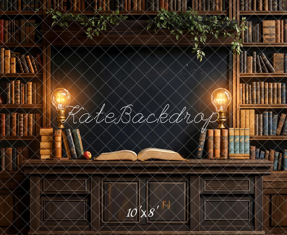 Kate Bookshelves Lights Fleece Backdrop Designed by Emetselch - Kate Backdrop AU