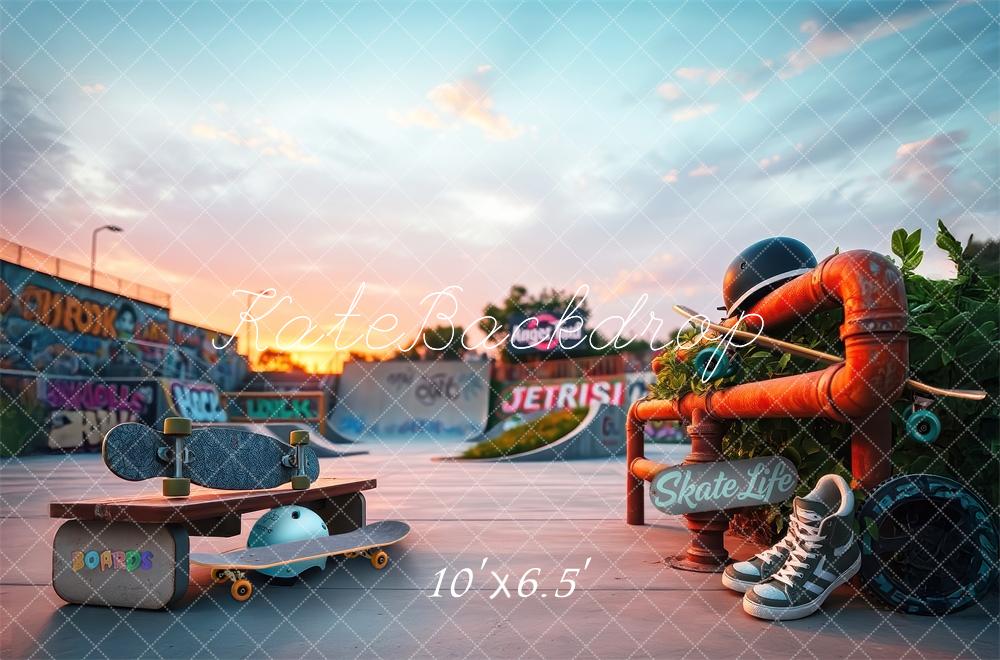 Kate Skatepark Graffiti Skateboards Backdrop Designed by Laura Bybee - Kate Backdrop AU