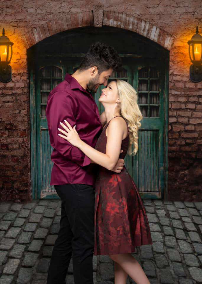 Kate Blue Door in Front Brick Wall Backdrop for Photography - Kate Backdrop AU