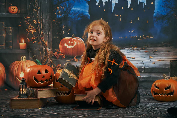 Kate Halloween Jack-o'-Lantern - Smiling Artificial Orange Pumpkin for Photography