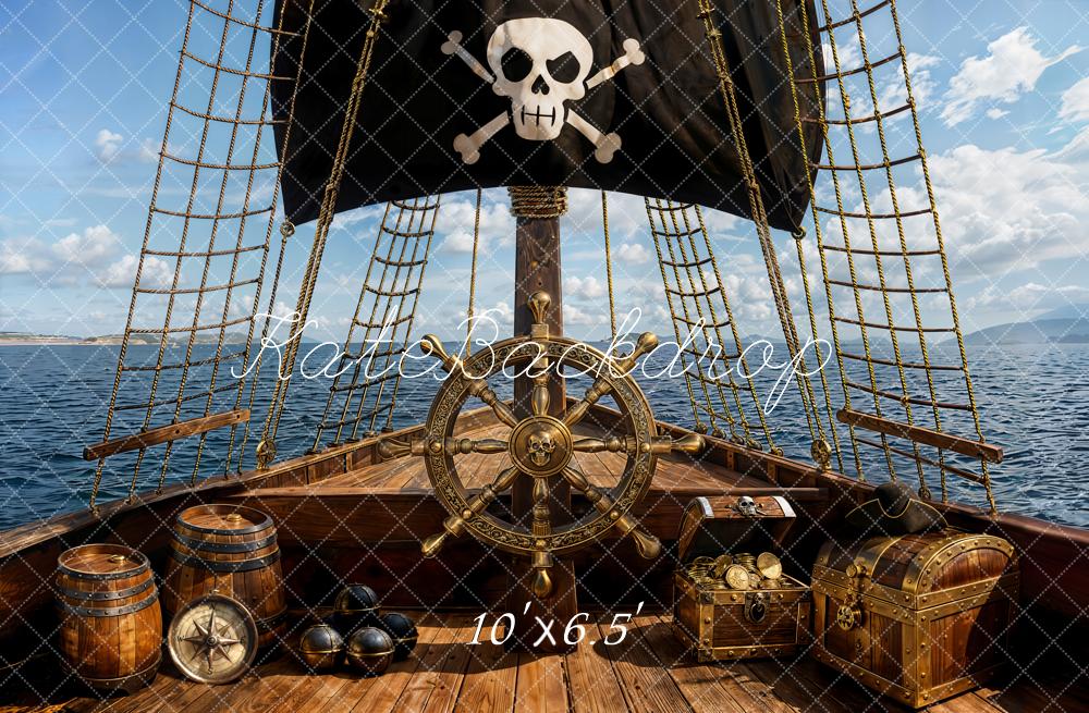 Kate Pirate Ship Wheel Treasure Chest Backdrop Designed by Emetselch