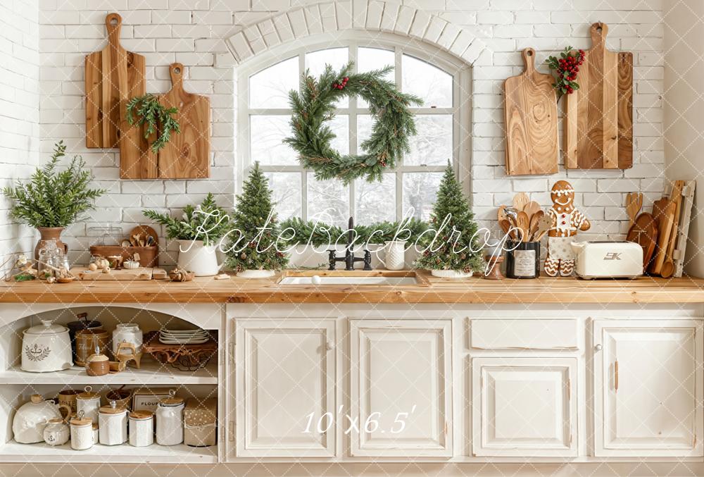 Kate Christmas Kitchen Fleece Backdrop Designed by Emetselch