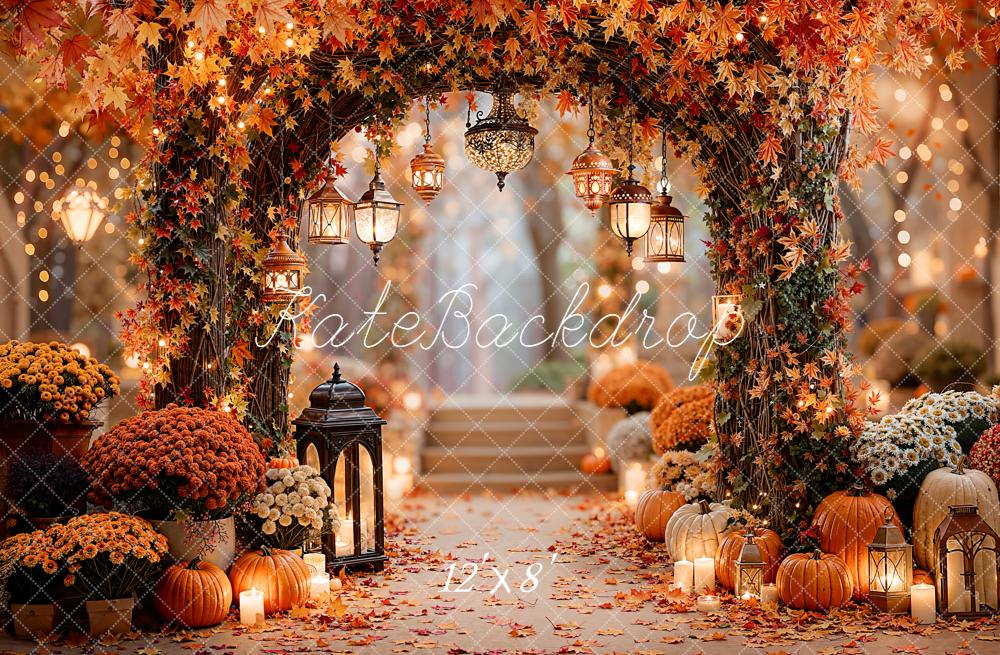 Kate Autumn Arch Pumpkins Lanterns Flowers Backdrop Designed by Emetselch
