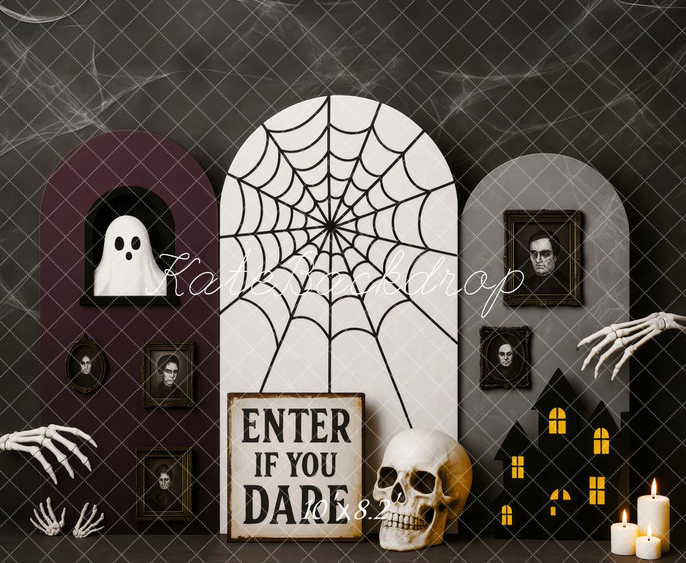 Kate Dark Halloween Spiderweb Skull Backdrop Designed by Patty Roberts - Kate Backdrop AU
