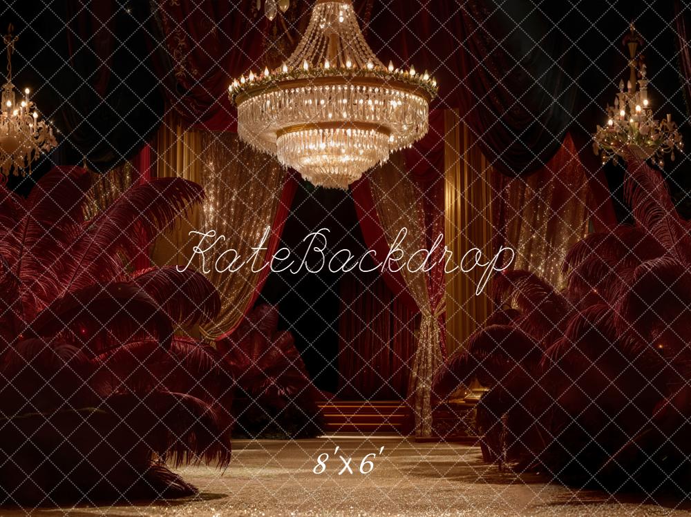 Kate Red Feathers Chandelier Backdrop Designed by Emetselch