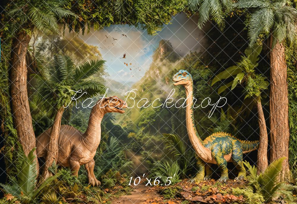 Kate Dinosaur Jungle Trees Fleece Backdrop Designed by Emetselch - Kate Backdrop AU
