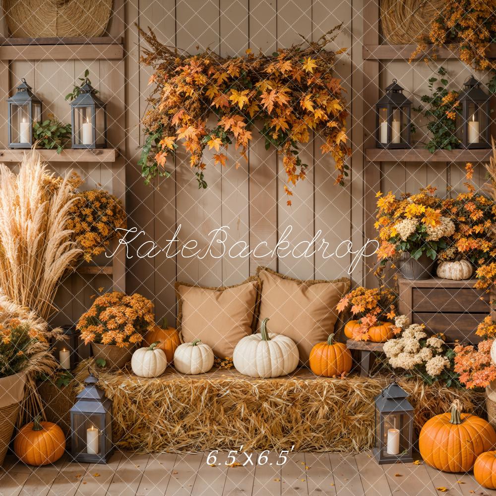 Kate Fall Pumpkins Hay Backdrop Designed by Emetselch - Kate Backdrop AU