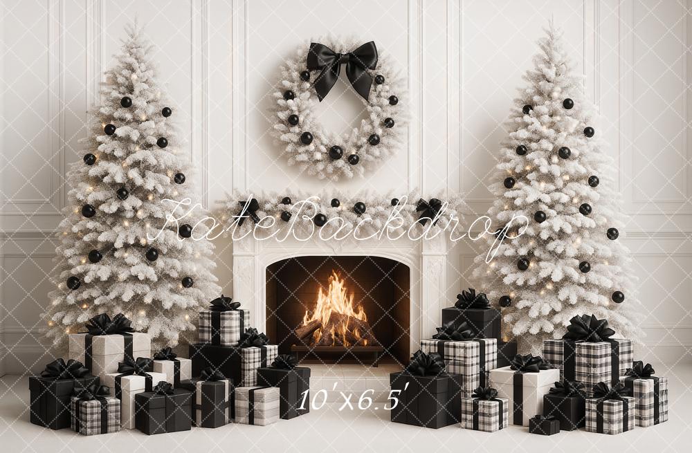 Kate Christmas White Trees Fireplace Backdrop Designed by Ashley Paul - Kate Backdrop AU