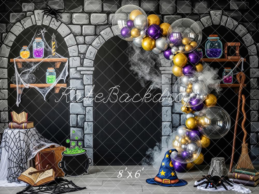 Kate Halloween Wizard Lab Stone Wall Backdrop Designed by Patty Roberts