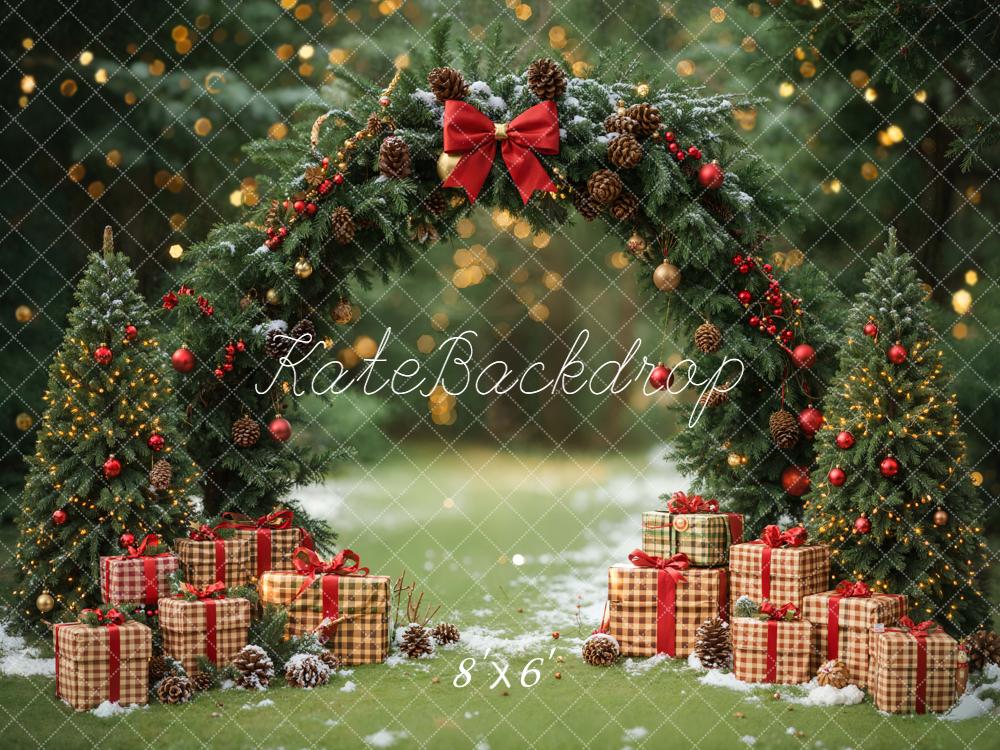Kate Christmas Arch Presents Trees Backdrop Designed by Emetselch - Kate Backdrop AU