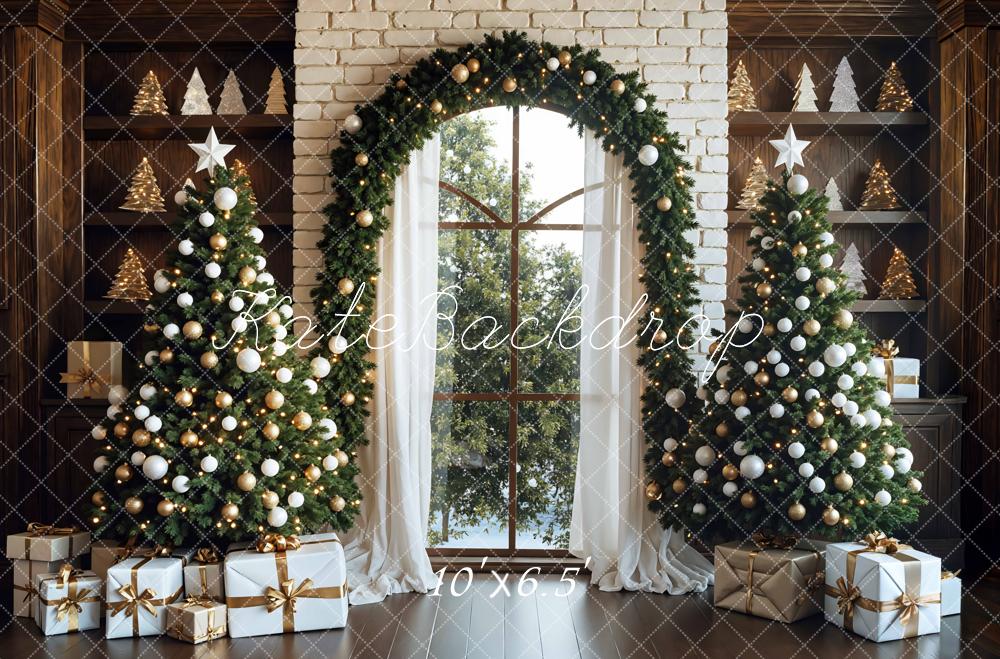 Kate Christmas Tree Arch Window Brick Backdrop Designed by Mini MakeBelieve