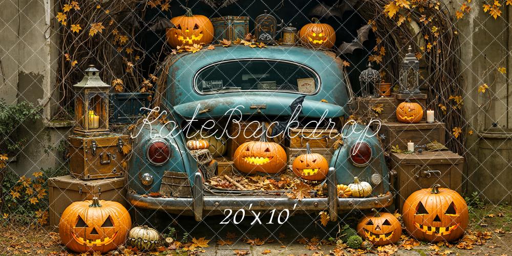 Kate Halloween Vintage Car Pumpkins Backdrop Designed by Emetselch