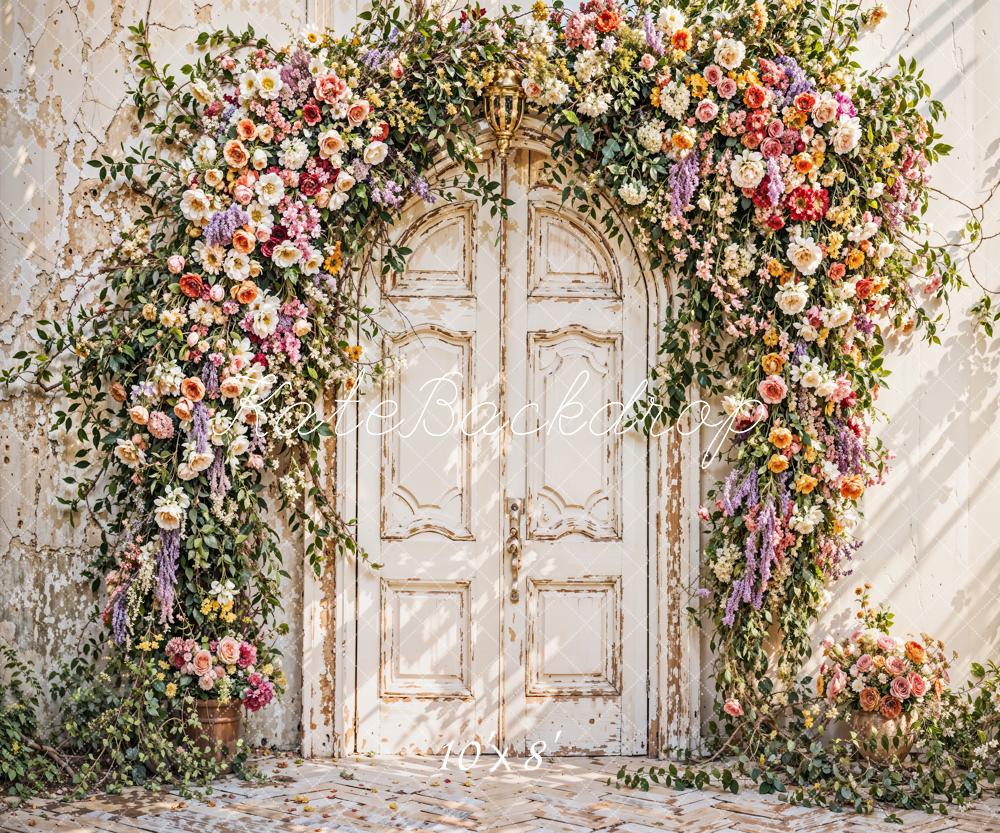 Kate Flower Arch Rustic Door Peeling Paint Backdrop Designed by Emetselch