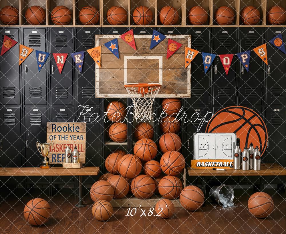 Kate Basketball Locker Room Hoop Benches Backdrop Designed by Emetselch