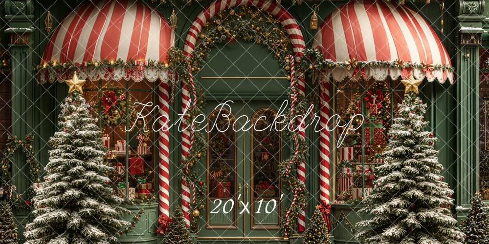 Kate Christmas Shop Red Stripes Backdrop Designed by Emetselch - Kate Backdrop AU