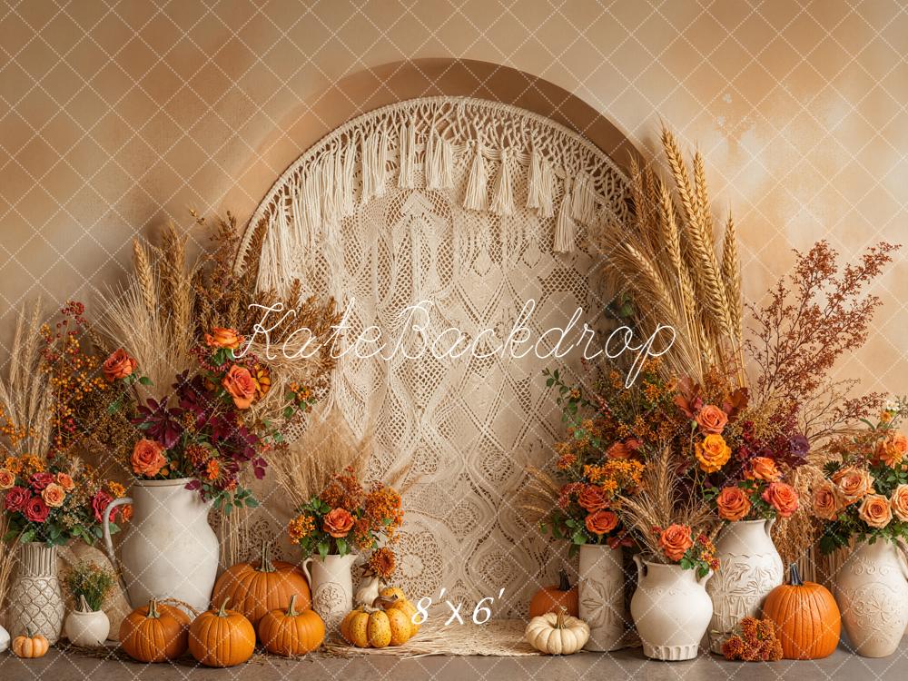 Kate Fall Boho Pumpkins Macrame Backdrop Designed by Emetselch