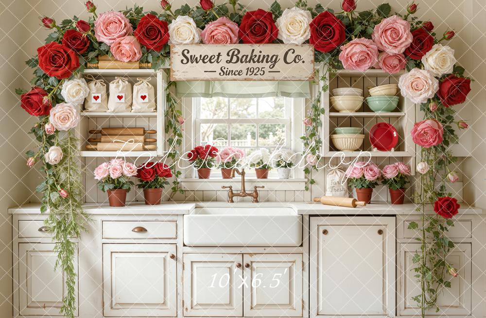 Kate Baking Kitchen Roses Vintage Cabinet Backdrop Designed by Emetselch