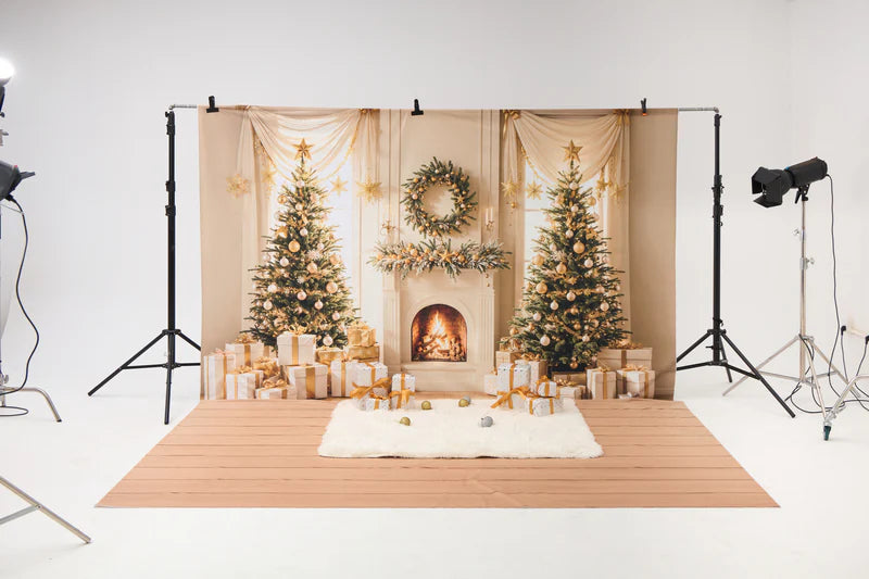 Kate Winter Christmas Tree Gifts Fireplace Photo Kit - Kate Backdrop AU