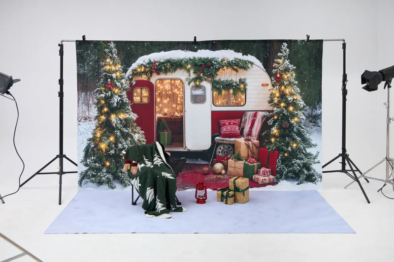 Kate Winter Christmas Tree Camper RV Gifts Photo Kit - Kate Backdrop AU